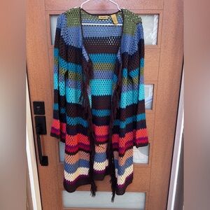 Vintage Wrangler Colorful Striped Women's Cardigan with fringe